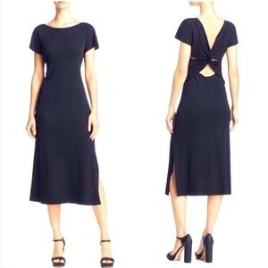 Theory Andrizza Cotton Interlock Midi Dress Black Xsmall size 0‎ Petite